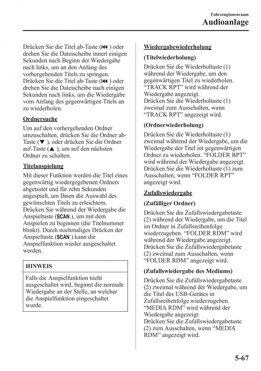 Mazda CX 5 Handbuch / page 401