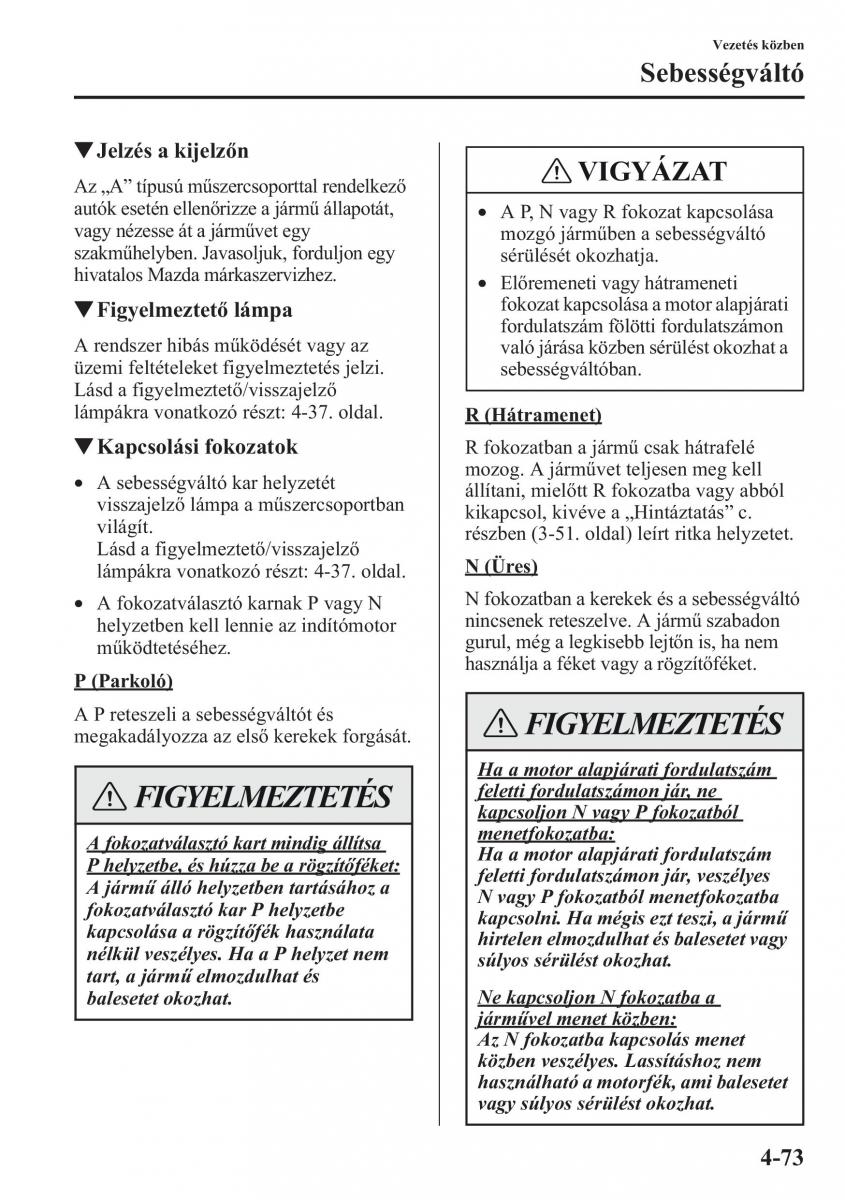 Mazda CX 5 Kezelesi utmutato / page 210