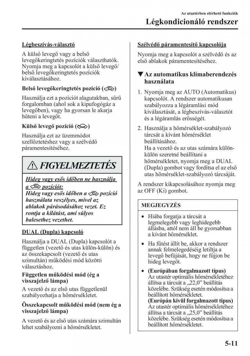 Mazda CX 5 Kezelesi utmutato / page 318