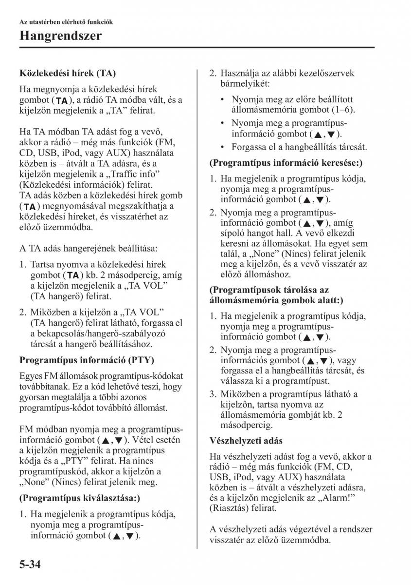 Mazda CX 5 Kezelesi utmutato / page 341