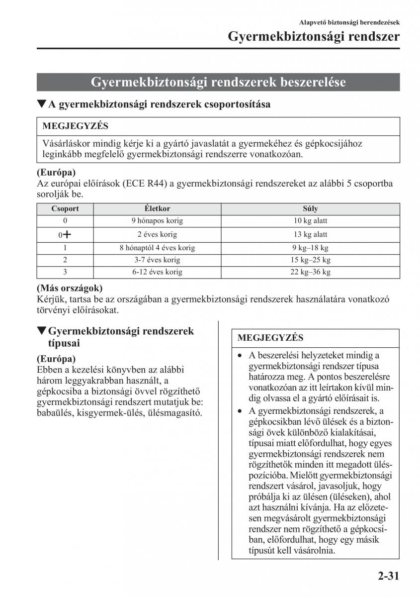 Mazda CX 5 Kezelesi utmutato / page 46