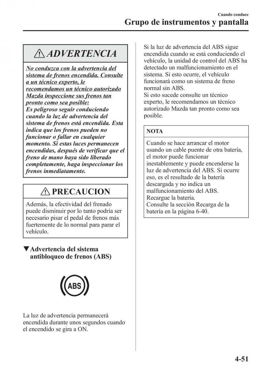 Mazda CX 5 manual del propietario / page 200