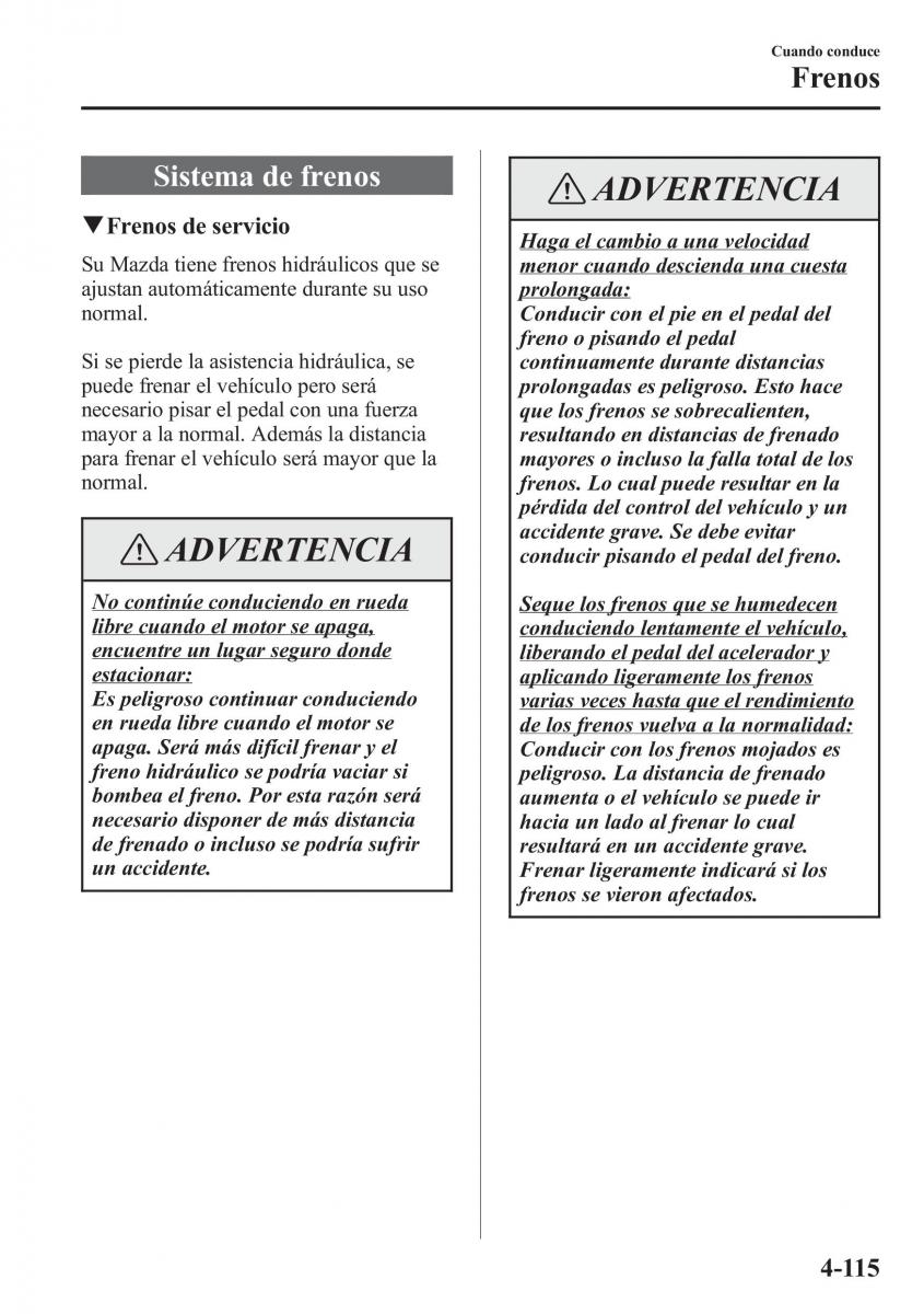 Mazda CX 5 manual del propietario / page 264