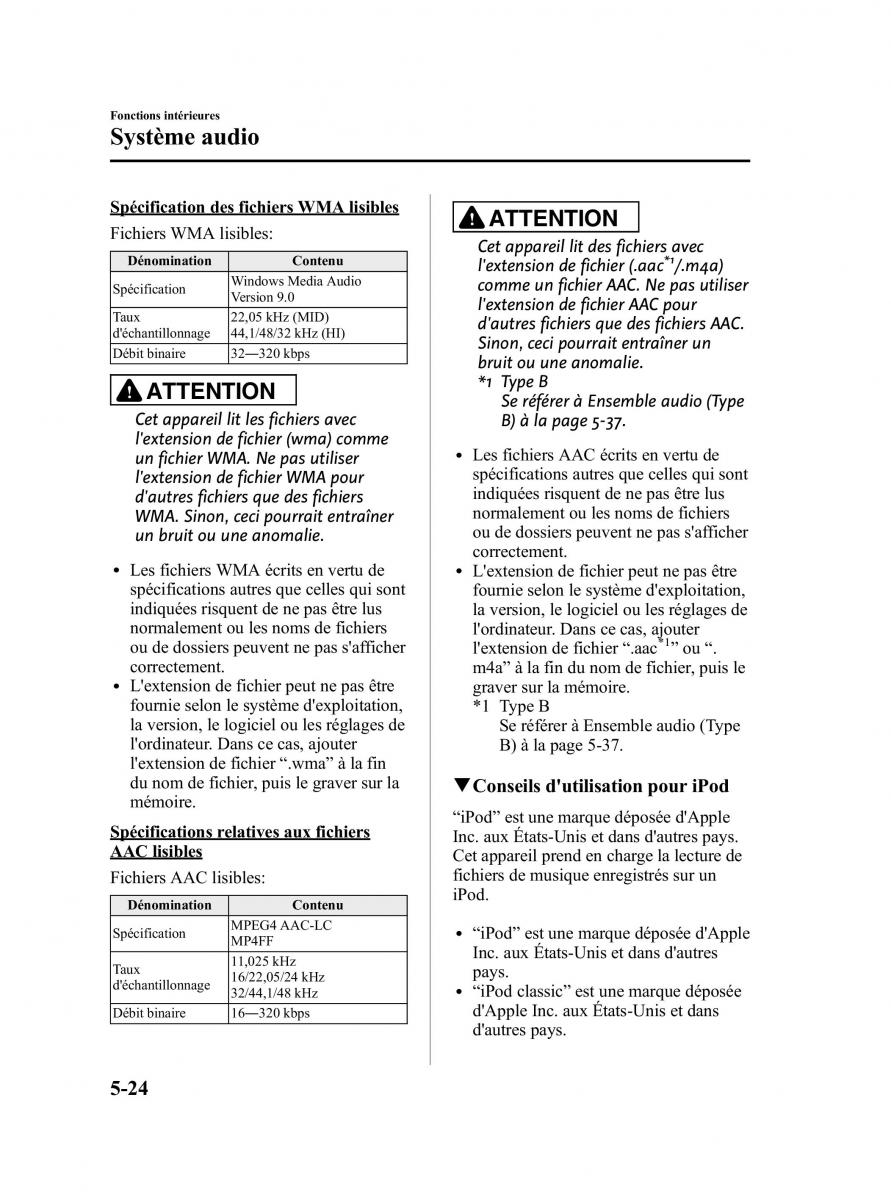 Mazda CX 5 manuel du proprietaire / page 266