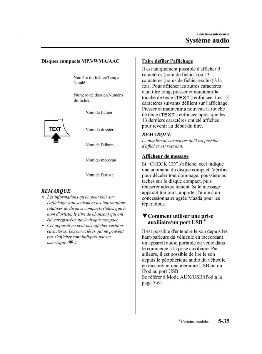 Mazda CX 5 manuel du proprietaire / page 277