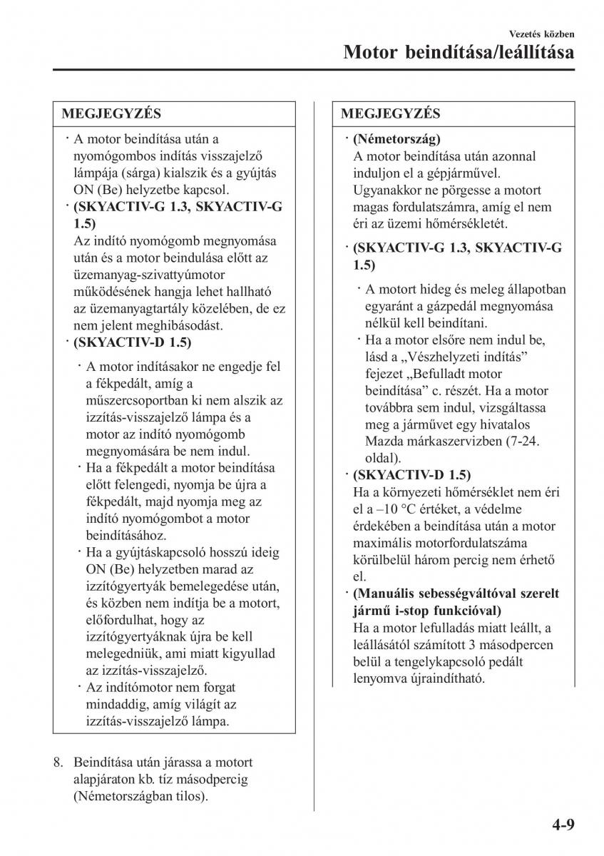 Mazda 2 Demio Kezelesi utmutato / page 158