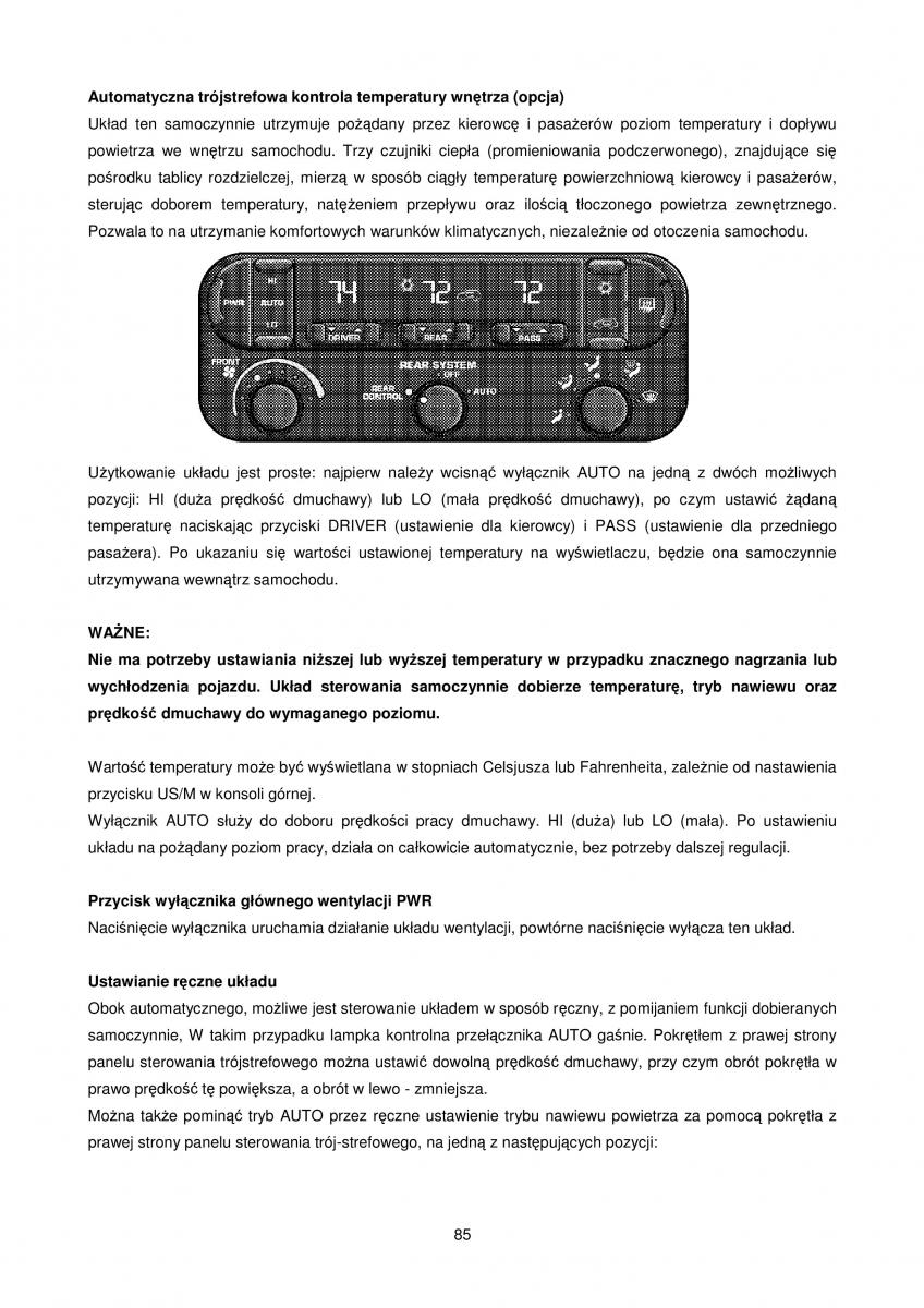 Chrysler Voyager Caravan IV 4 instrukcja obslugi / page 85