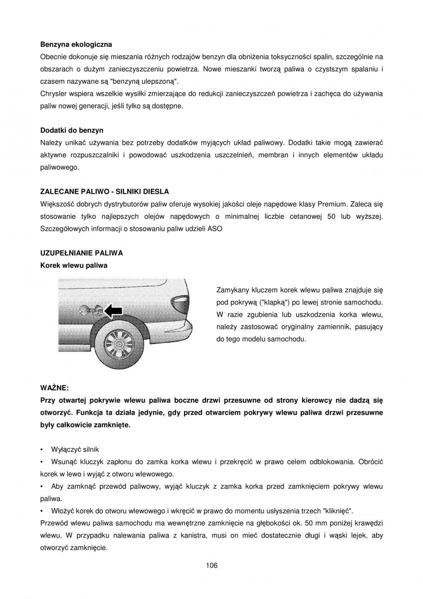 Chrysler Voyager Caravan IV 4 instrukcja obslugi / page 106