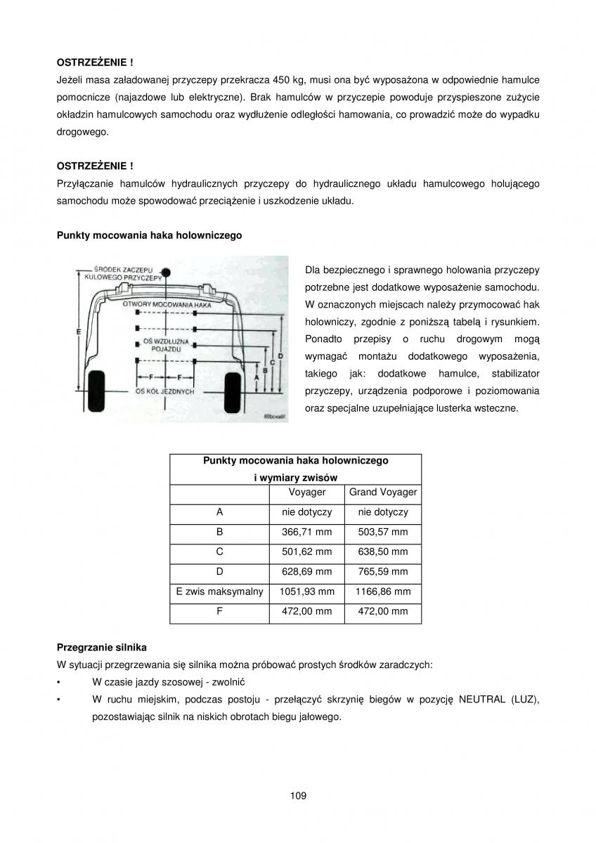 Chrysler Voyager Caravan IV 4 instrukcja obslugi / page 109