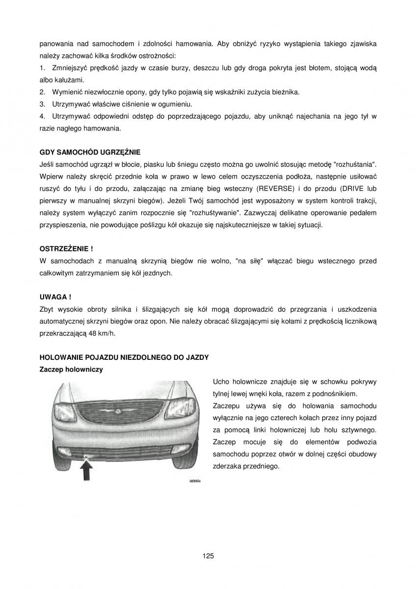 Chrysler Voyager Caravan IV 4 instrukcja obslugi / page 125