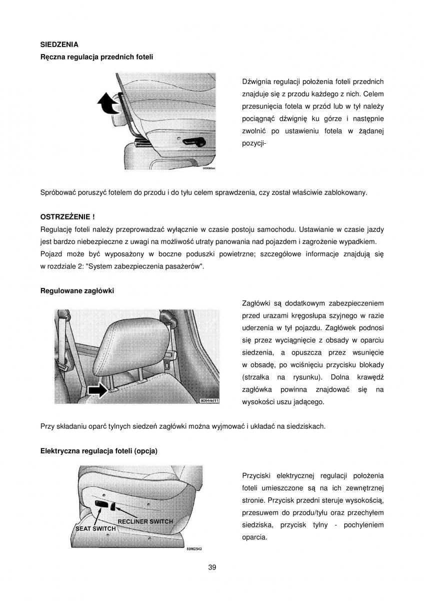 Chrysler Voyager Caravan IV 4 instrukcja obslugi / page 39