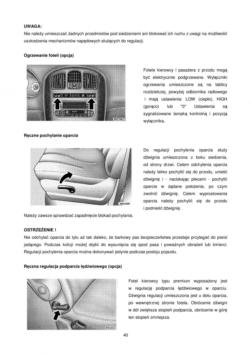 Chrysler Voyager Caravan IV 4 instrukcja obslugi / page 40