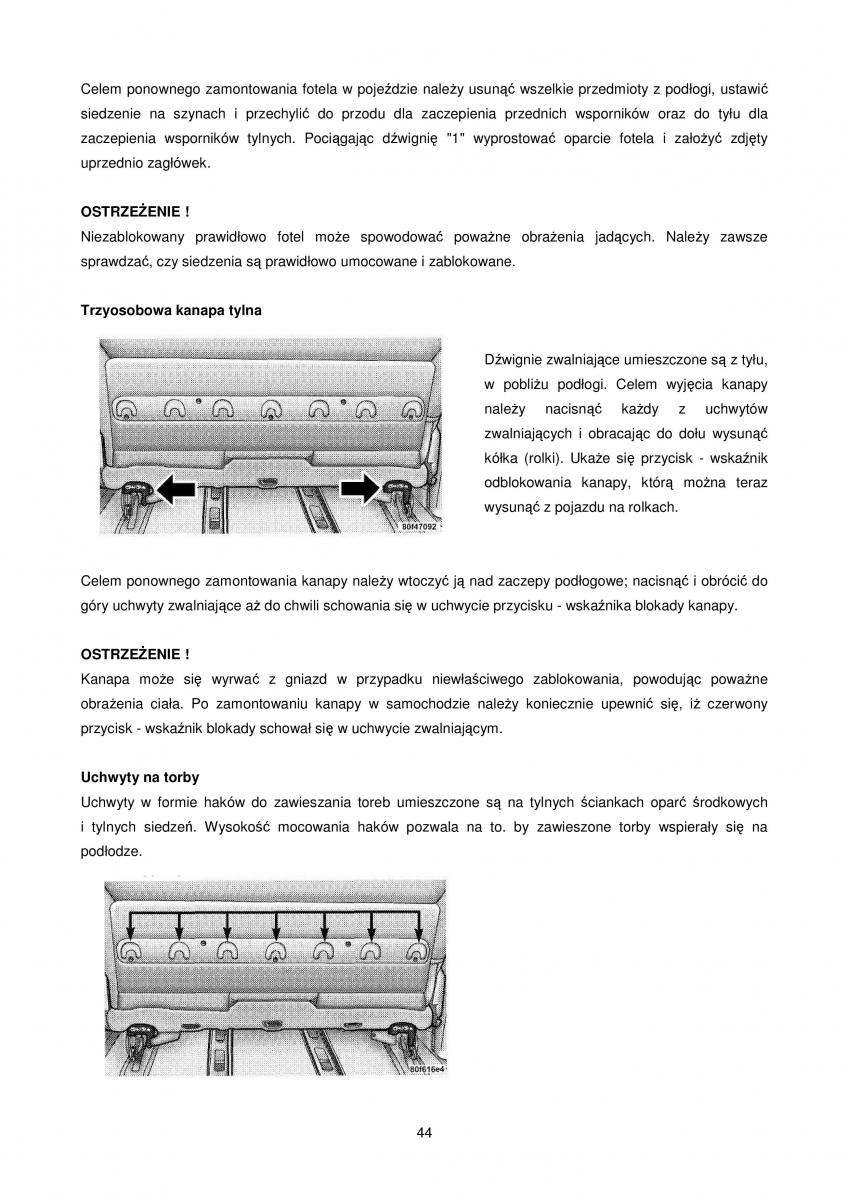 Chrysler Voyager Caravan IV 4 instrukcja obslugi / page 44