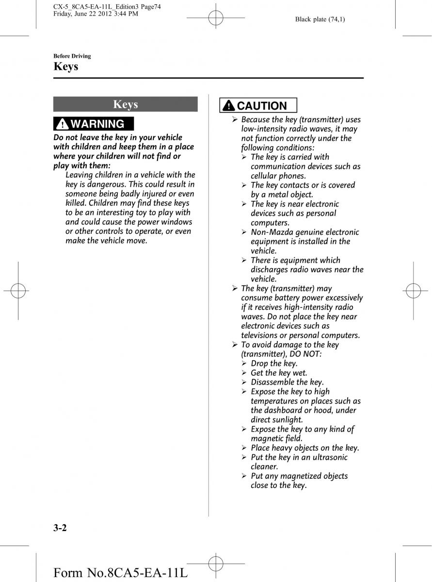 Mazda CX 5 owners manual / page 74