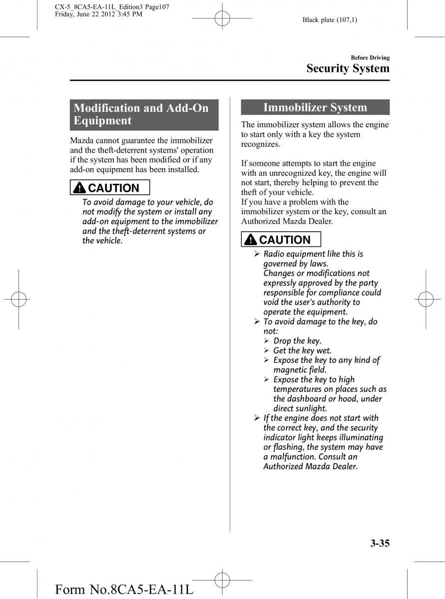 Mazda CX 5 owners manual / page 107