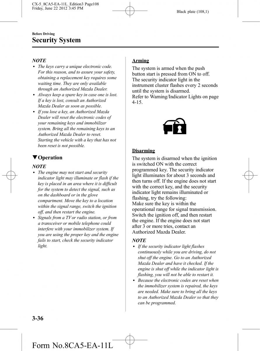 Mazda CX 5 owners manual / page 108