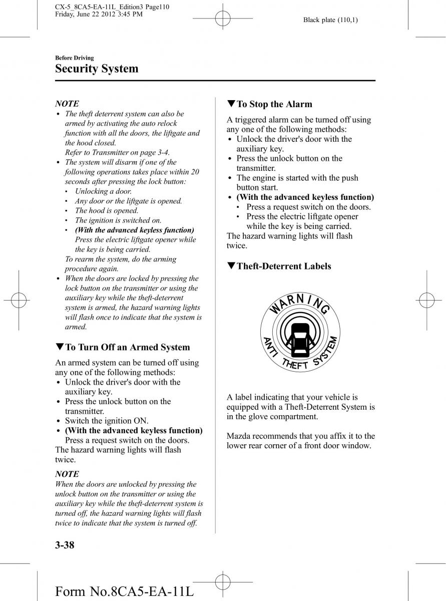 Mazda CX 5 owners manual / page 110