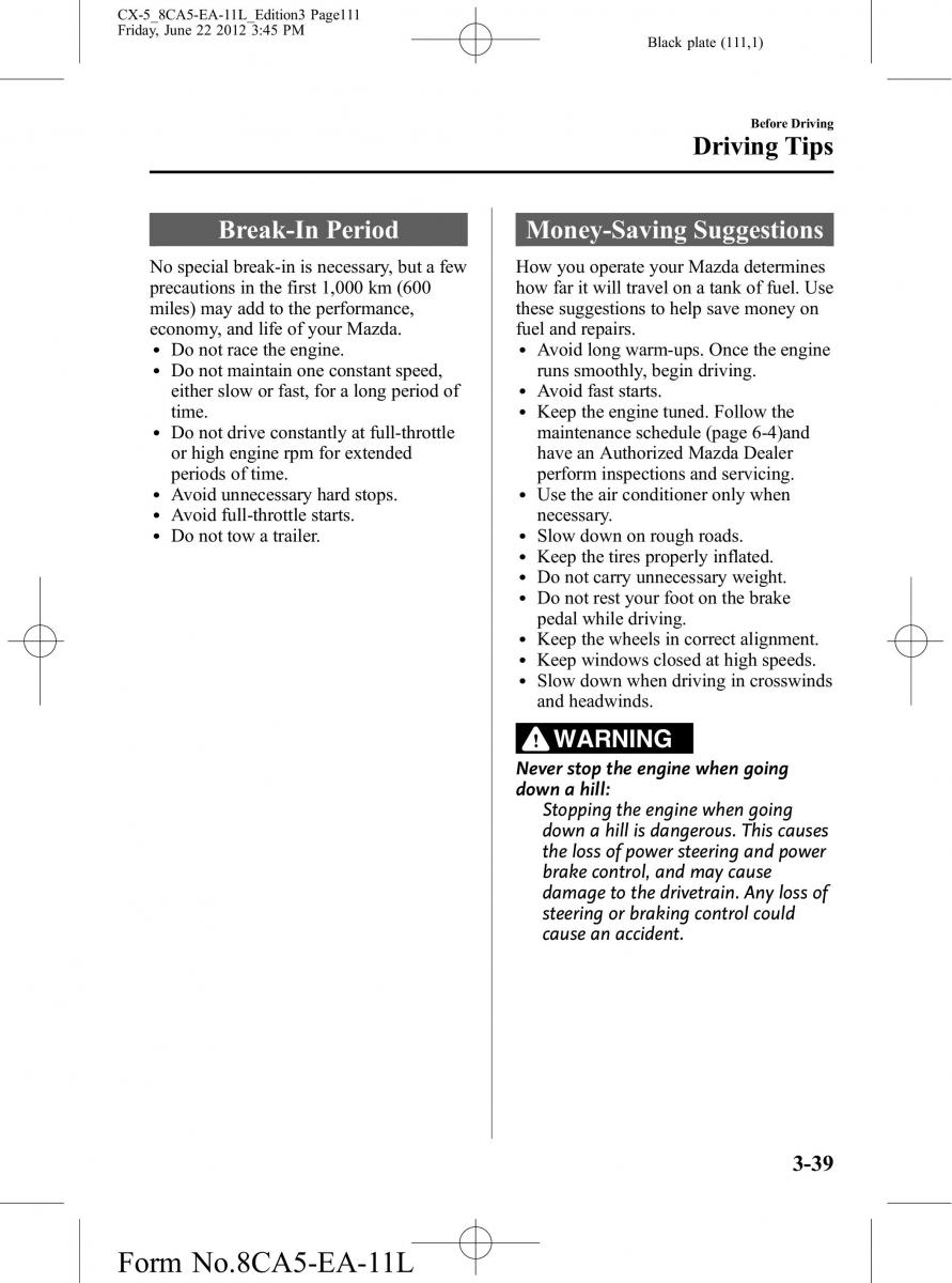 Mazda CX 5 owners manual / page 111