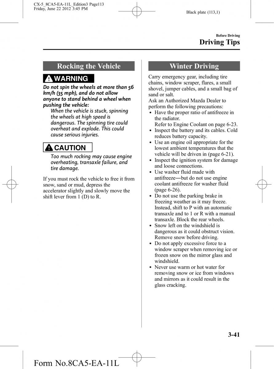 Mazda CX 5 owners manual / page 113