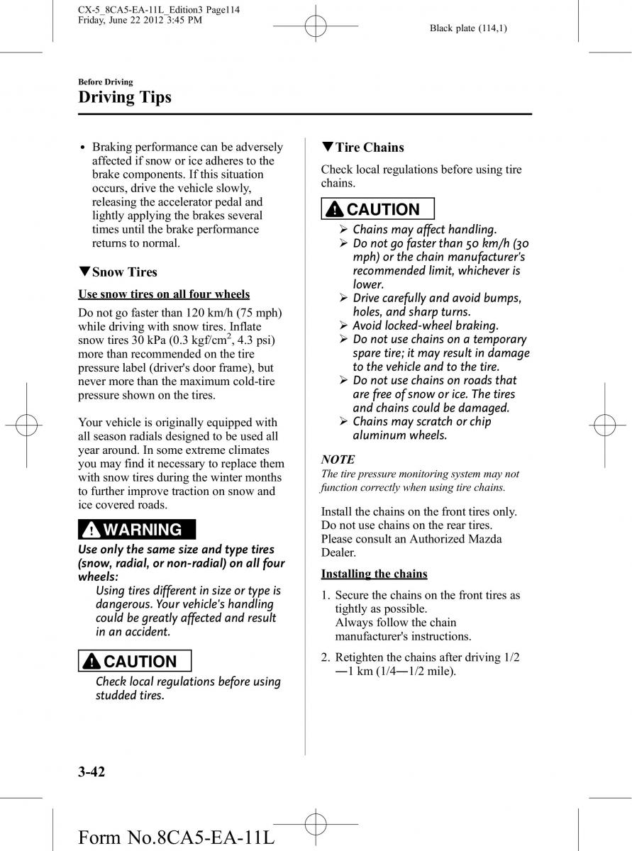 Mazda CX 5 owners manual / page 114