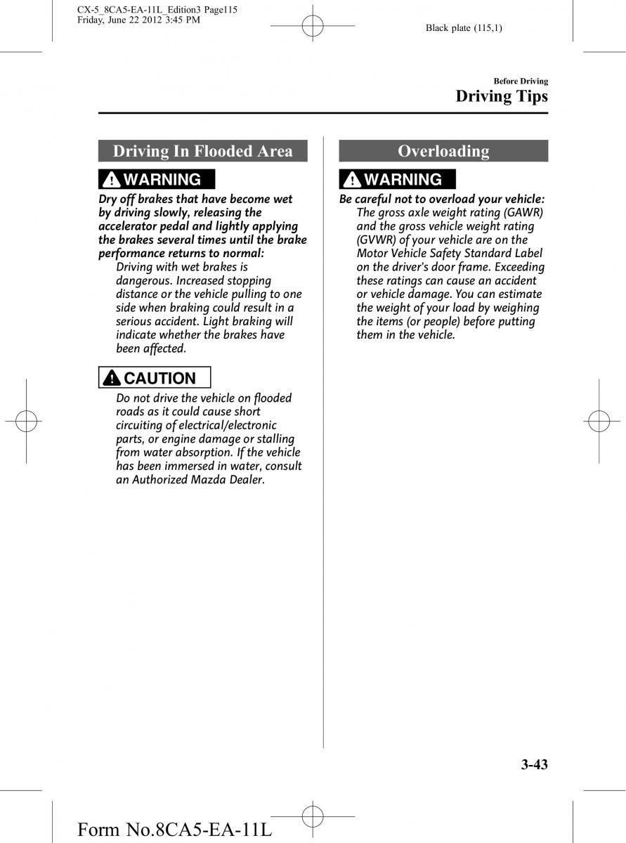 Mazda CX 5 owners manual / page 115