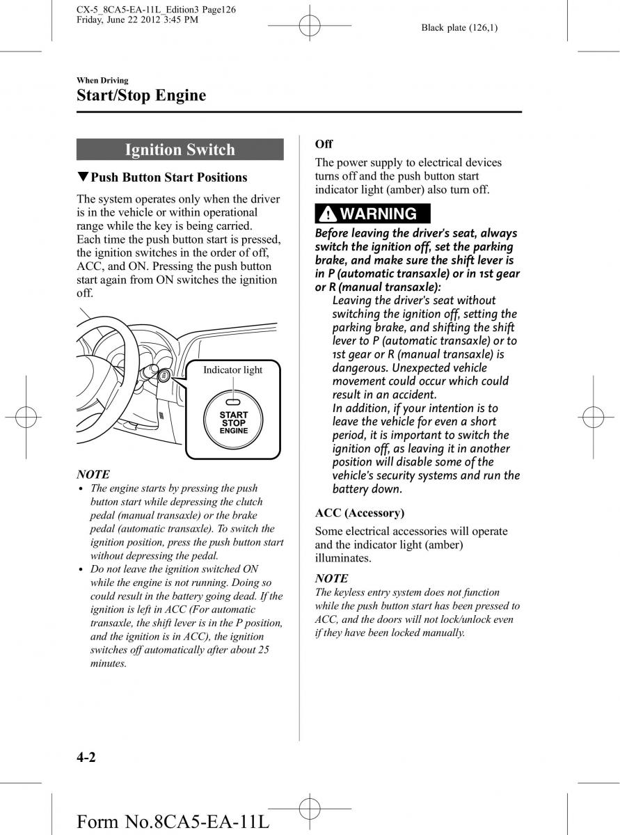 Mazda CX 5 owners manual / page 126