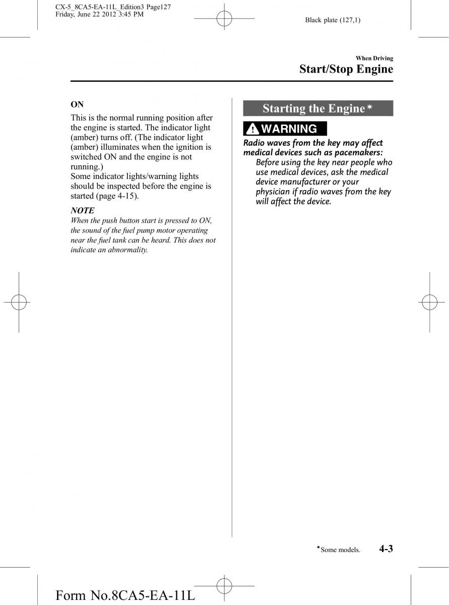 Mazda CX 5 owners manual / page 127