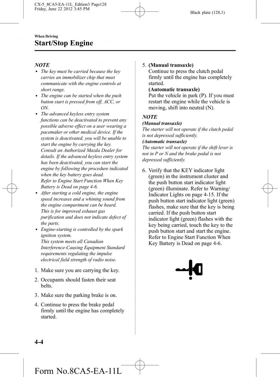 Mazda CX 5 owners manual / page 128