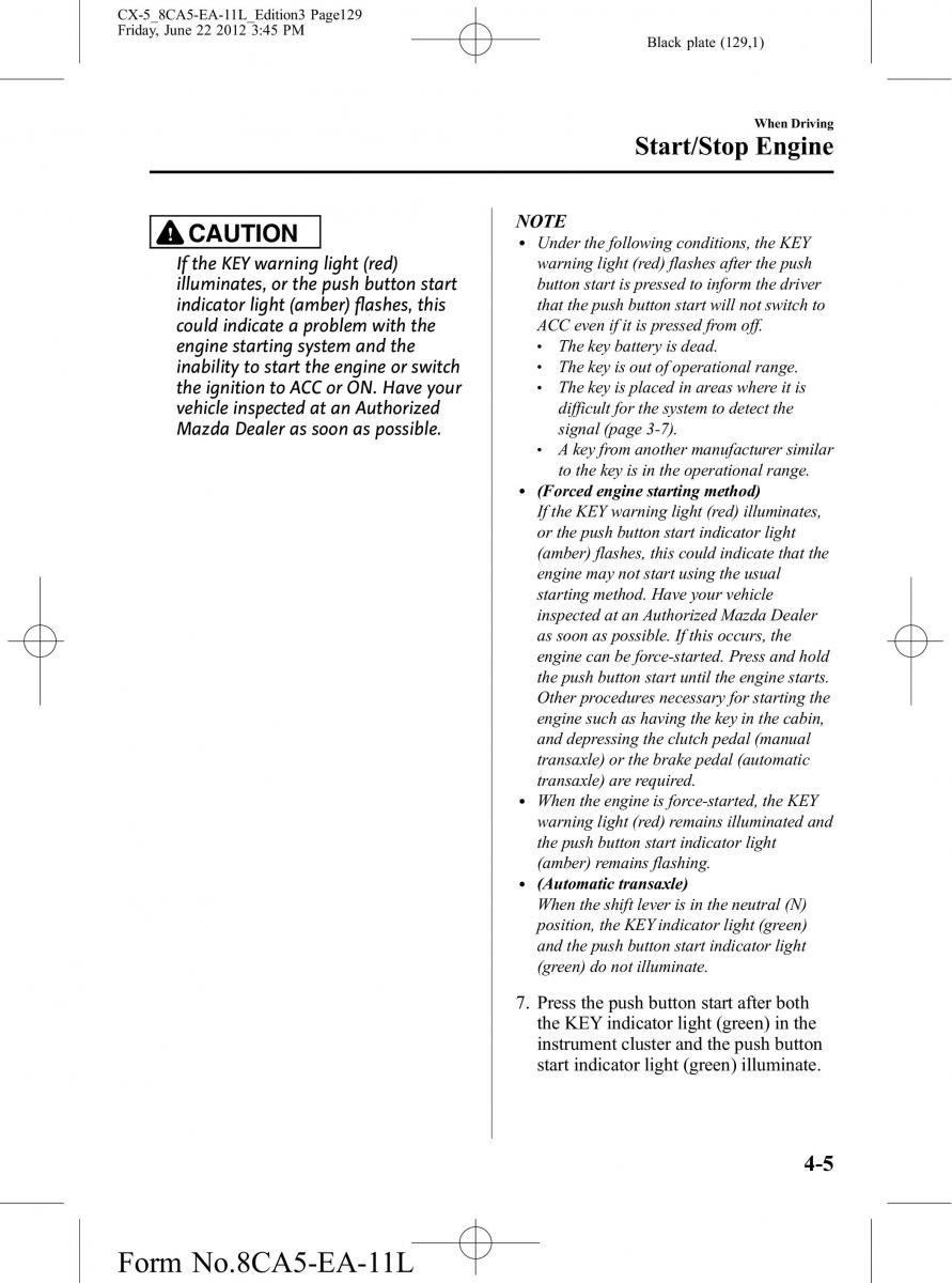 Mazda CX 5 owners manual / page 129