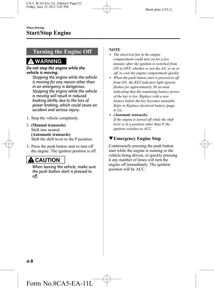 Mazda CX 5 owners manual / page 132