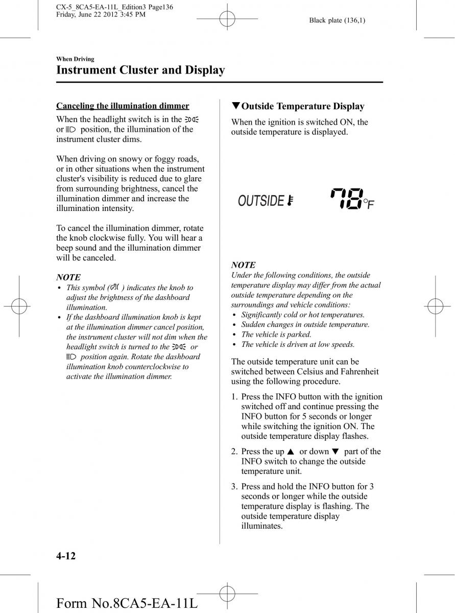 Mazda CX 5 owners manual / page 136