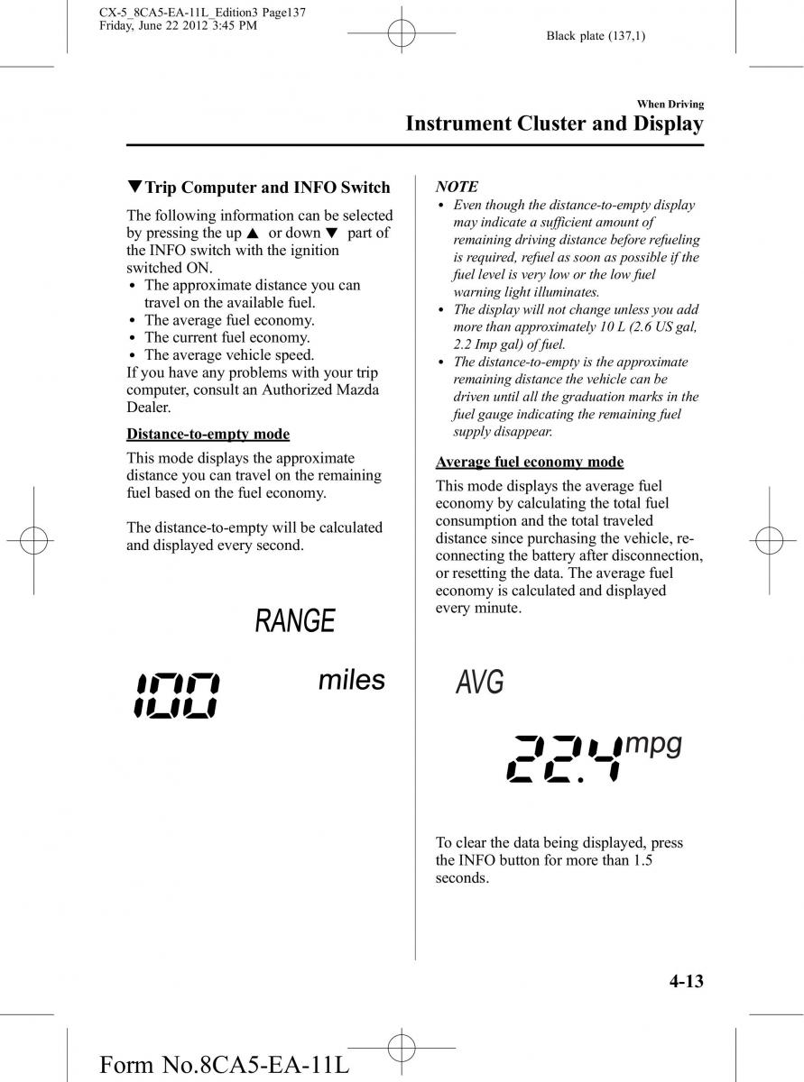 Mazda CX 5 owners manual / page 137