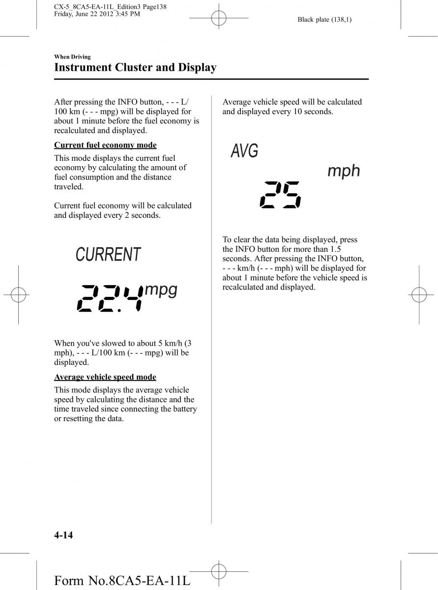 Mazda CX 5 owners manual / page 138