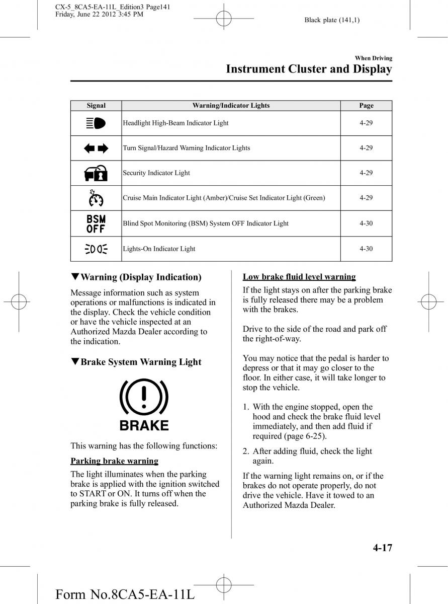 Mazda CX 5 owners manual / page 141