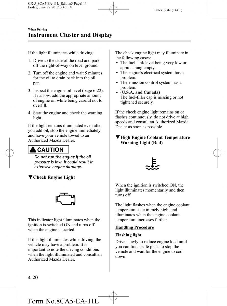 Mazda CX 5 owners manual / page 144