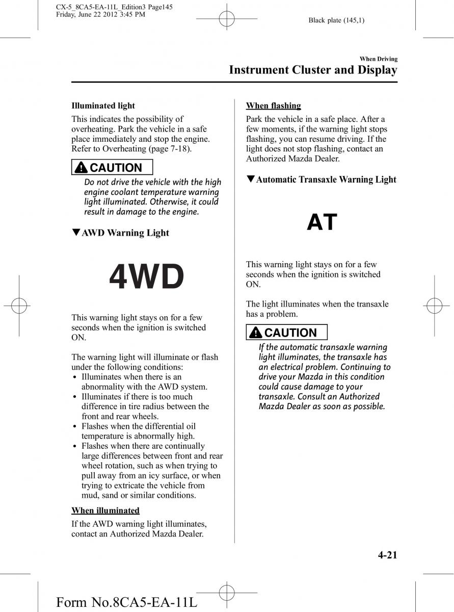 Mazda CX 5 owners manual / page 145