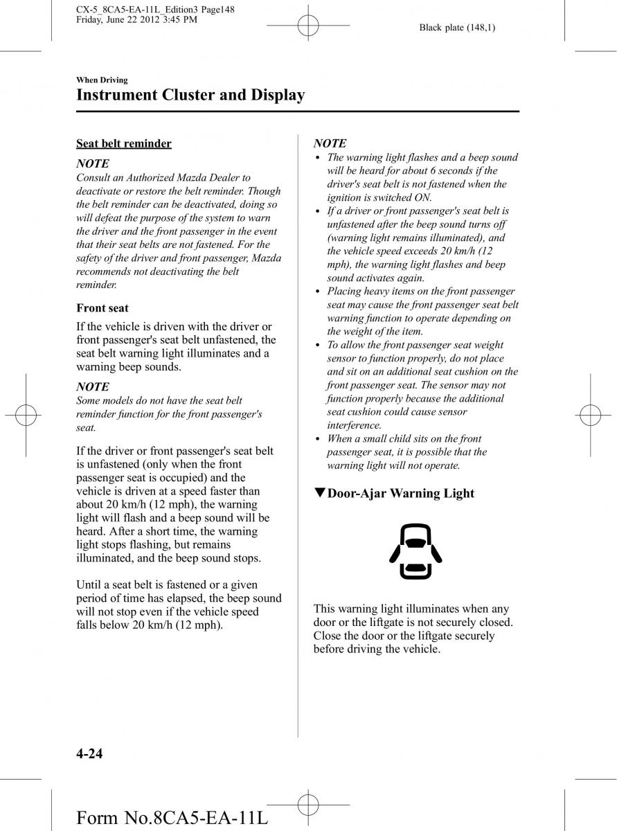 Mazda CX 5 owners manual / page 148