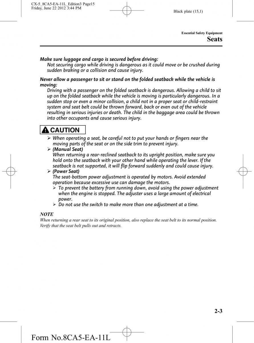 Mazda CX 5 owners manual / page 15