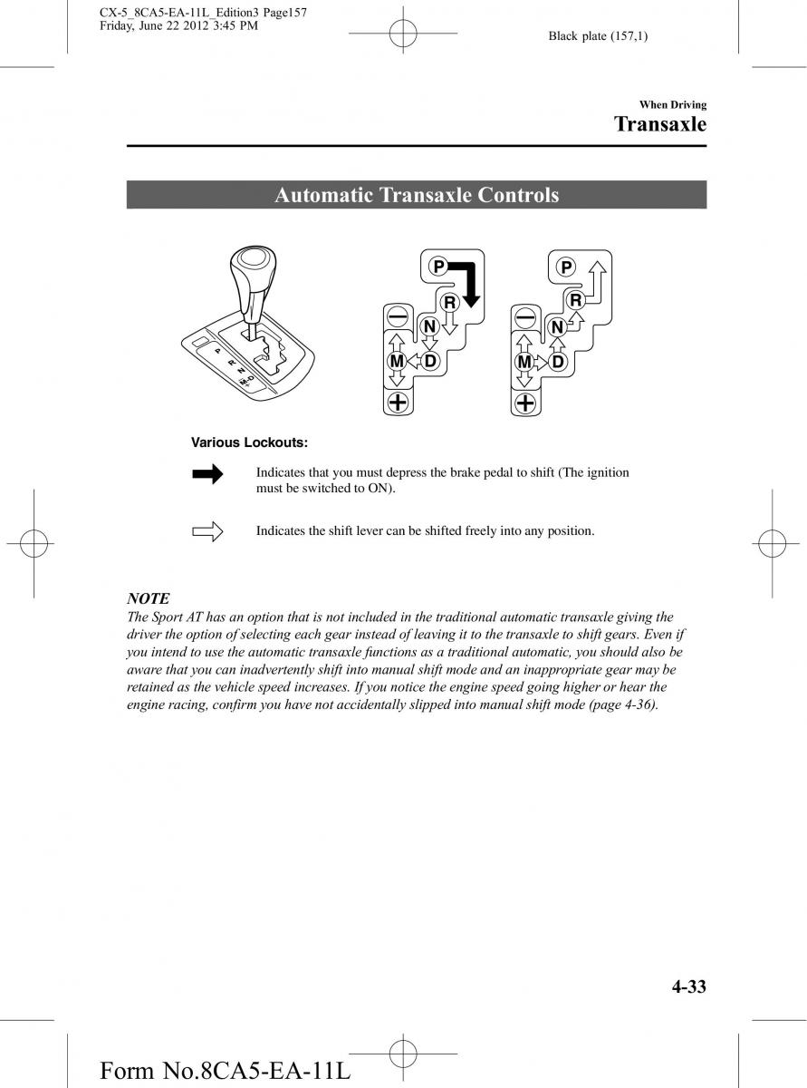 Mazda CX 5 owners manual / page 157