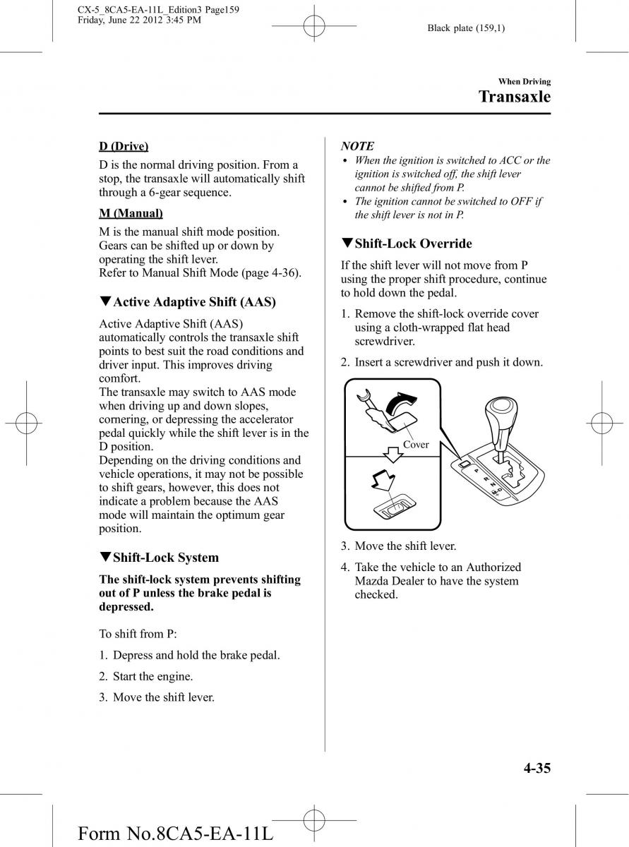 Mazda CX 5 owners manual / page 159