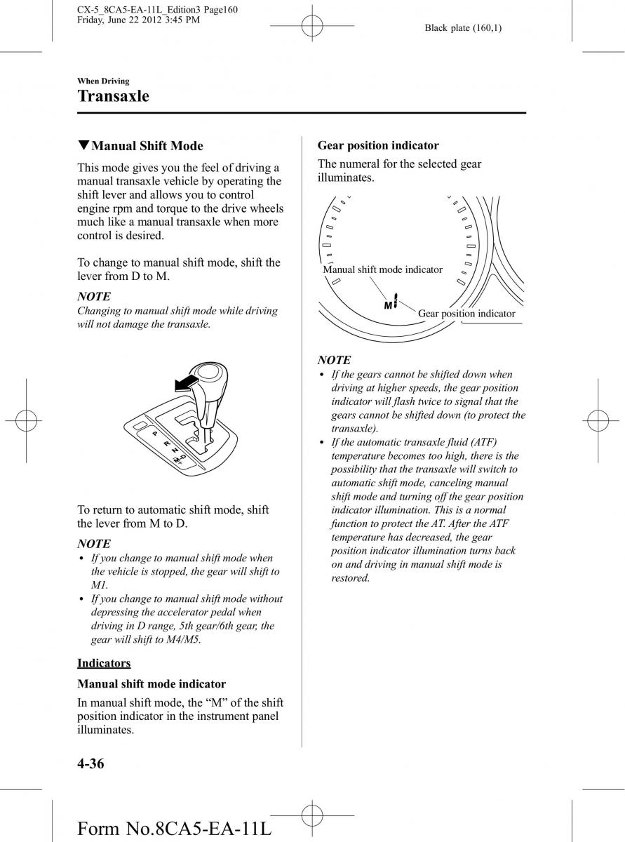 Mazda CX 5 owners manual / page 160