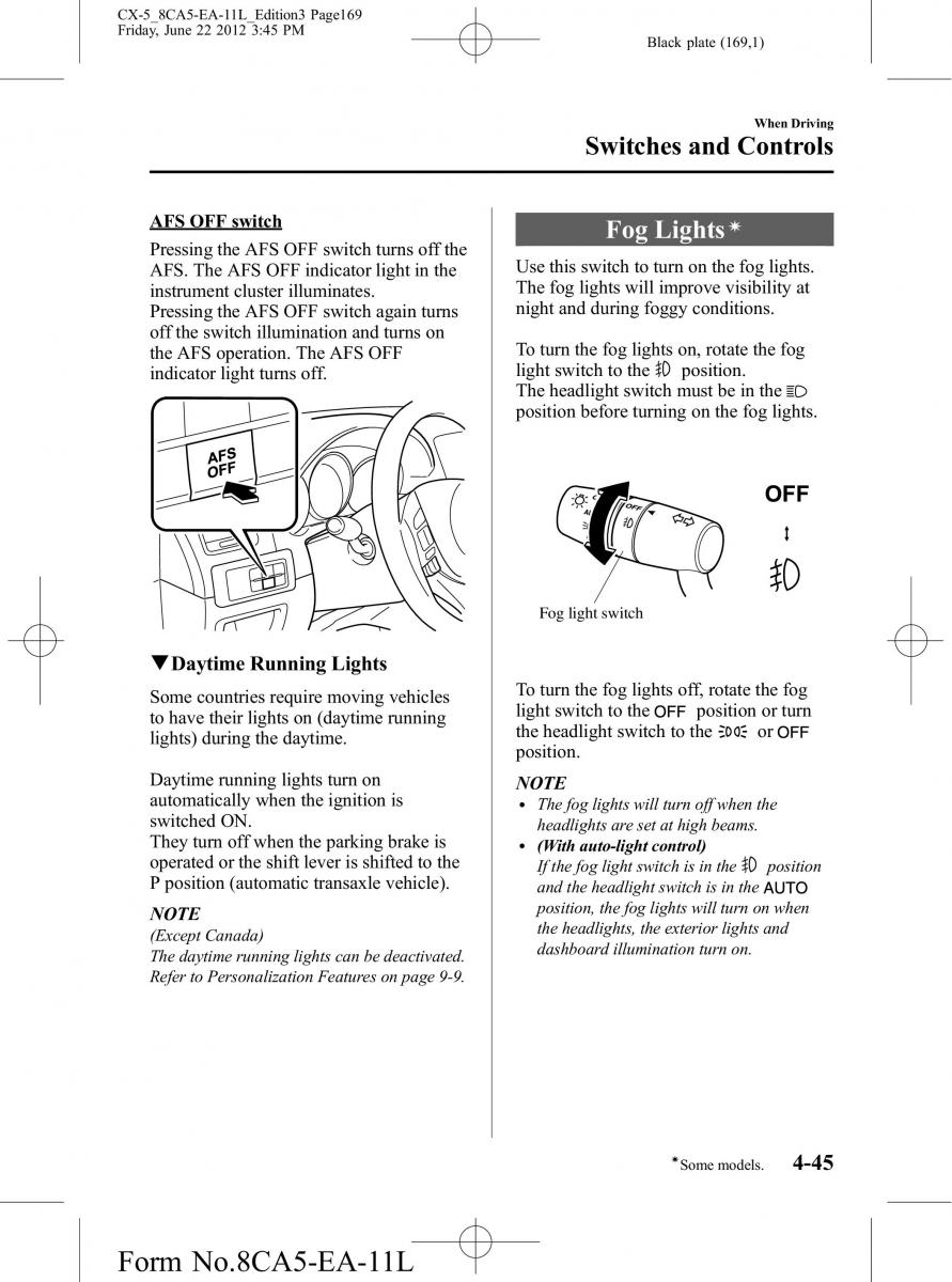 Mazda CX 5 owners manual / page 169