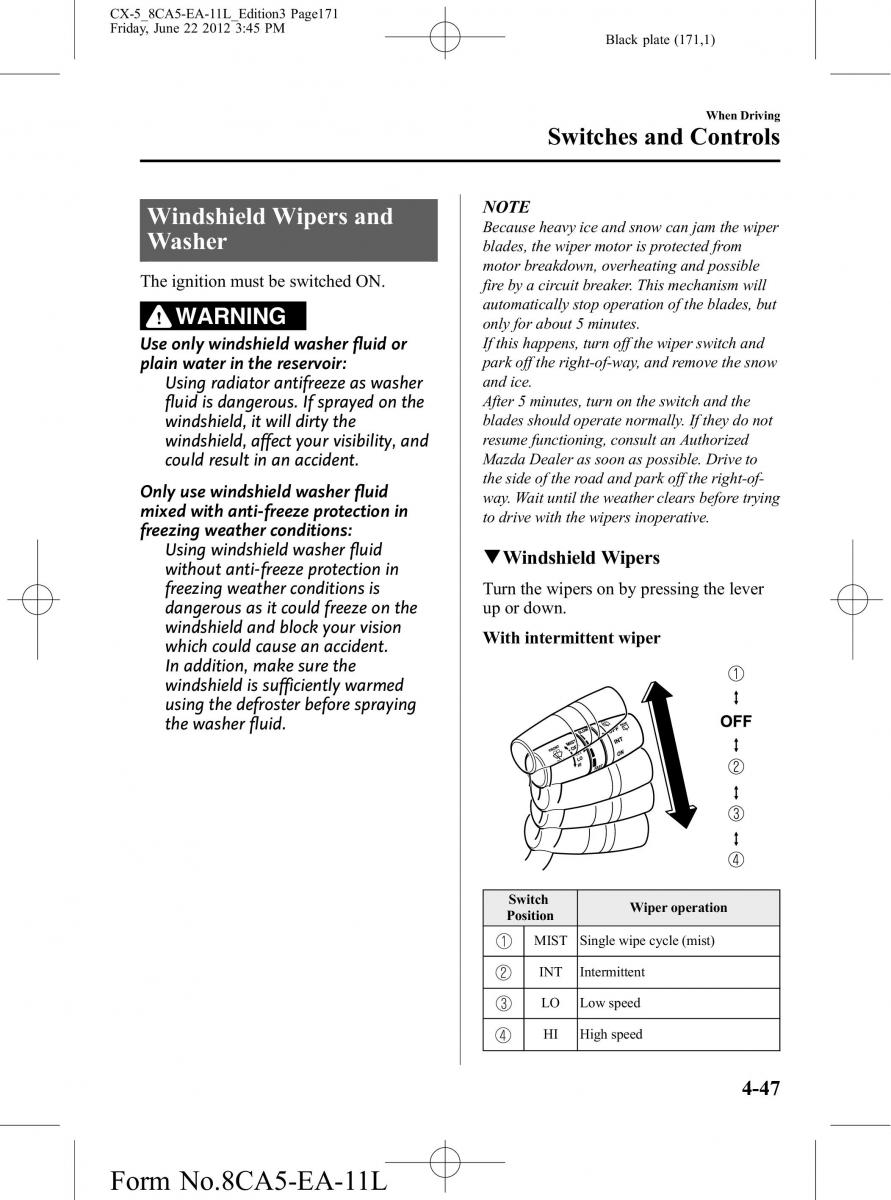 Mazda CX 5 owners manual / page 171