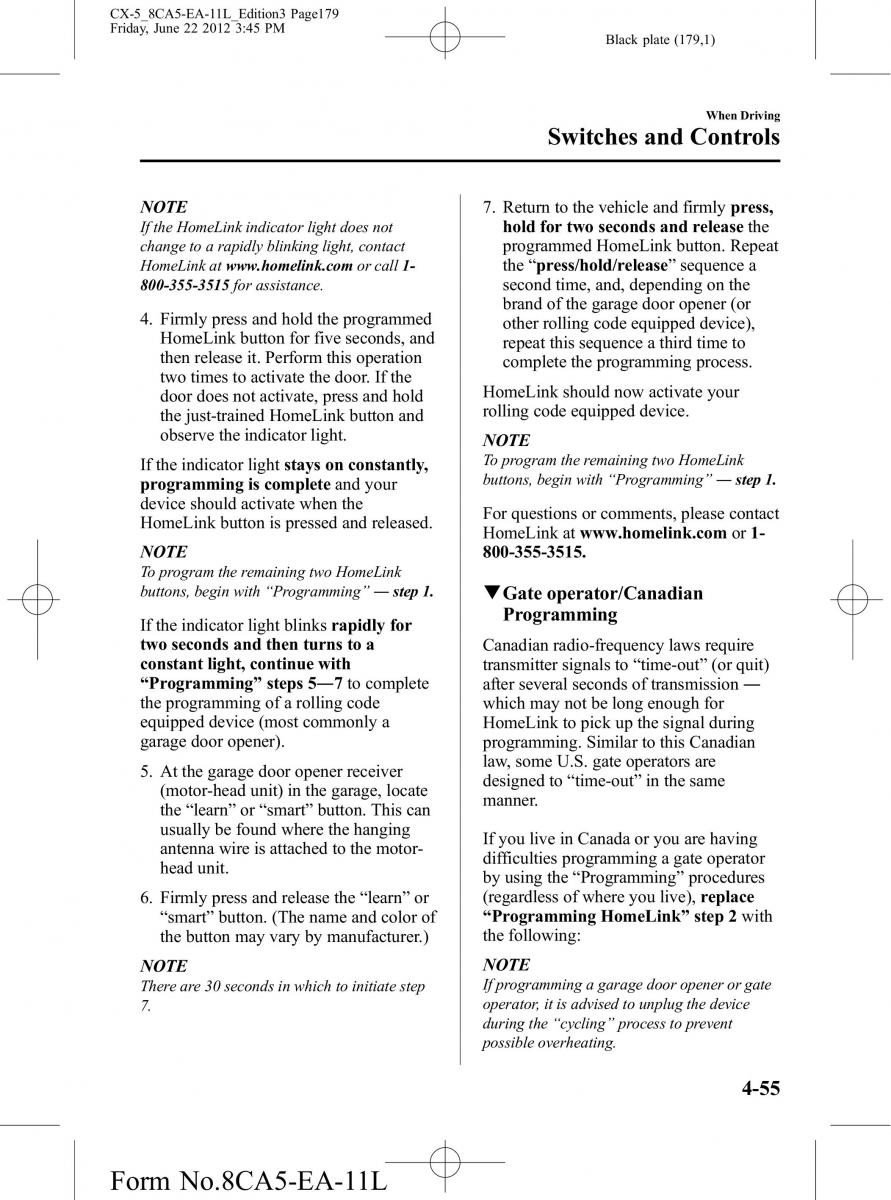 Mazda CX 5 owners manual / page 179