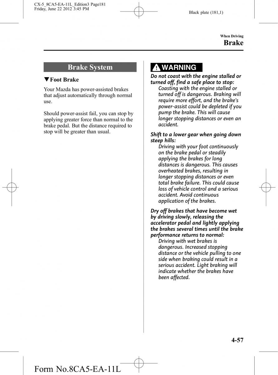 Mazda CX 5 owners manual / page 181