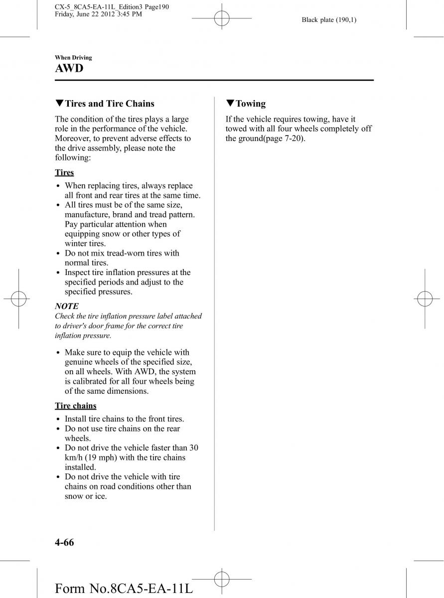 Mazda CX 5 owners manual / page 190