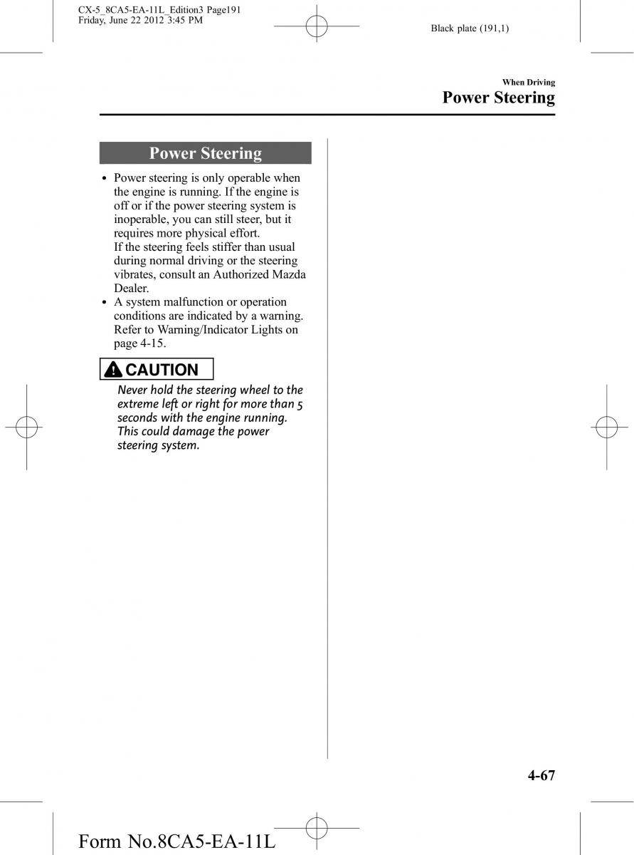 Mazda CX 5 owners manual / page 191