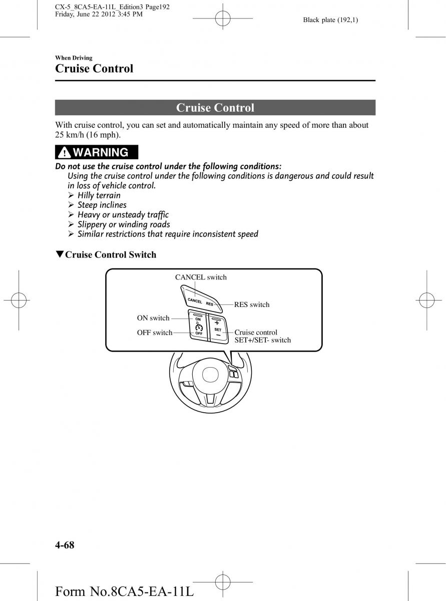 Mazda CX 5 owners manual / page 192