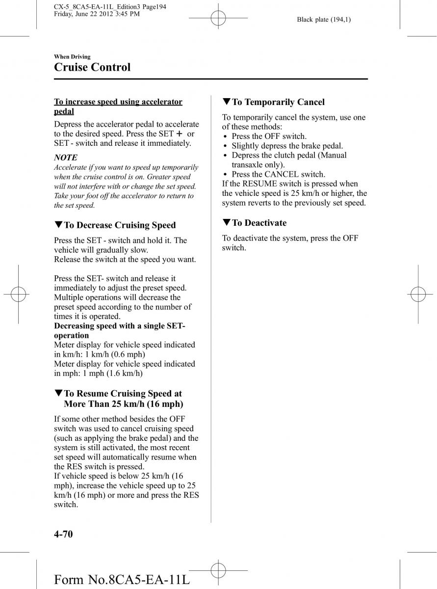 Mazda CX 5 owners manual / page 194