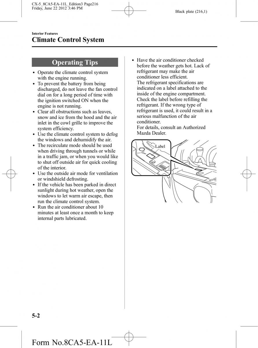 Mazda CX 5 owners manual / page 216